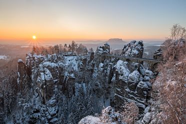 Basteibrücke im Schnee